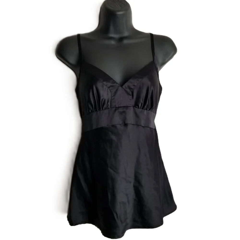 MIXIT Black Satin Babydoll Camisole Small Coquette Goth Y2K Romantic